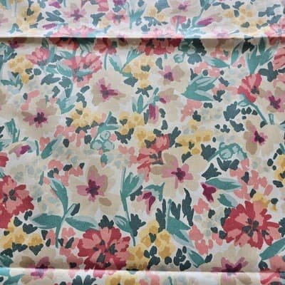 Vintage Bloomcraft Floral Cotton Fabric Screen Print Mid Century 54x36, 2 pieces - Thumbnail 2