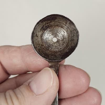 Antique German Mini Scoop Primitive Kitchen Utensil Wood Handle Spice Salt Tool - Thumbnail 5