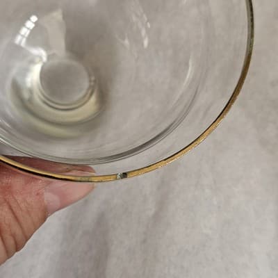 Romanian Gold Crystal Wine Glass Dessert Bowl Arcadia Rumania Set of 8 - Thumbnail 14