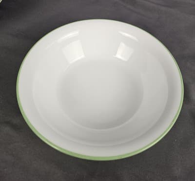Set of 2 Corelle White With Green Rim 7.25” Soup Cereal Salad Bowls USA - Thumbnail 4