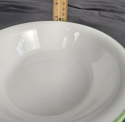 Set of 2 Corelle White With Green Rim 7.25” Soup Cereal Salad Bowls USA - Thumbnail 6