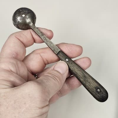 Antique German Mini Scoop Primitive Kitchen Utensil Wood Handle Spice Salt Tool - Thumbnail 15