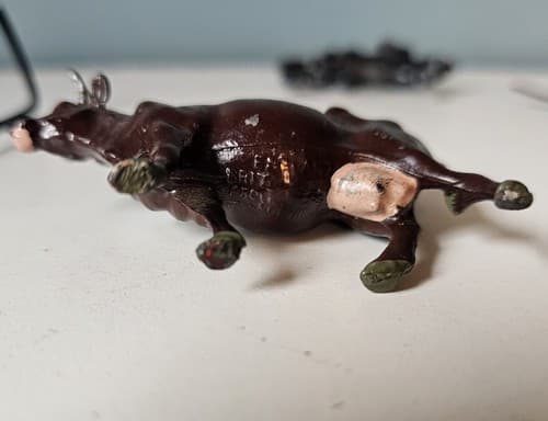 Lot Of 3 Vintage Miniature Metal Horses and Cow Figurines - Thumbnail 3