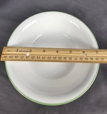 Set of 2 Corelle White With Green Rim 7.25” Soup Cereal Salad Bowls USA - Thumbnail 5