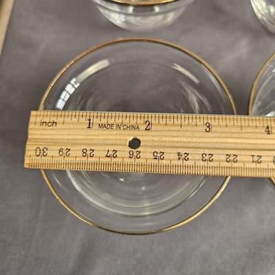 Romanian Gold Crystal Wine Glass Dessert Bowl Arcadia Rumania Set of 8 - Thumbnail 5