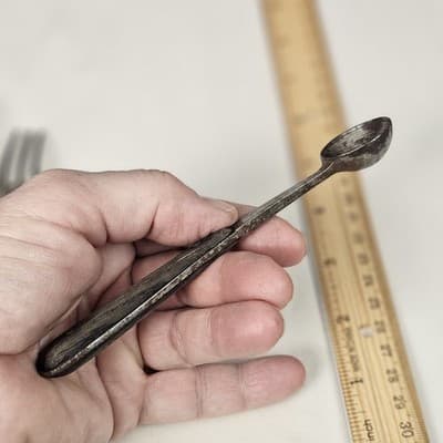 Antique German Mini Scoop Primitive Kitchen Utensil Wood Handle Spice Salt Tool - Thumbnail 13
