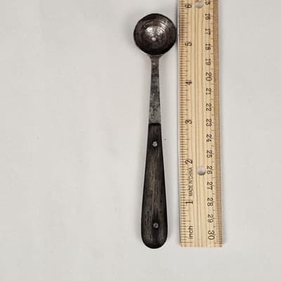 Antique German Mini Scoop Primitive Kitchen Utensil Wood Handle Spice Salt Tool - Thumbnail 10