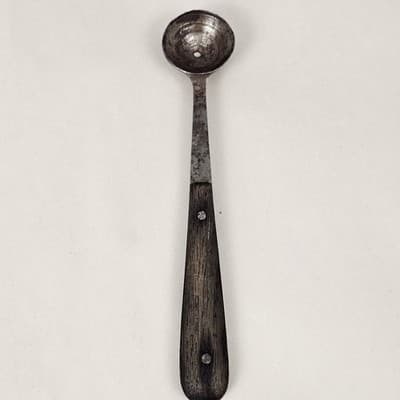 Antique German Mini Scoop Primitive Kitchen Utensil Wood Handle Spice Salt Tool - Thumbnail 11