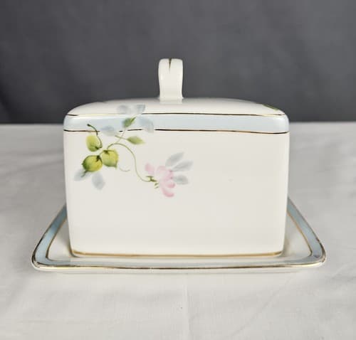 Antique Floral Nippon Hand Painted Cheese /Butter Dish Wild Rose - Thumbnail 4