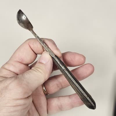 Antique German Mini Scoop Primitive Kitchen Utensil Wood Handle Spice Salt Tool - Thumbnail 14