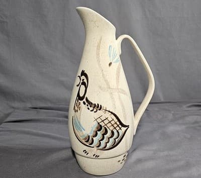 Red Wing Pottery USA Bob White Hand Painted Quail Partridge Bird Coffee Carafe - Thumbnail 2