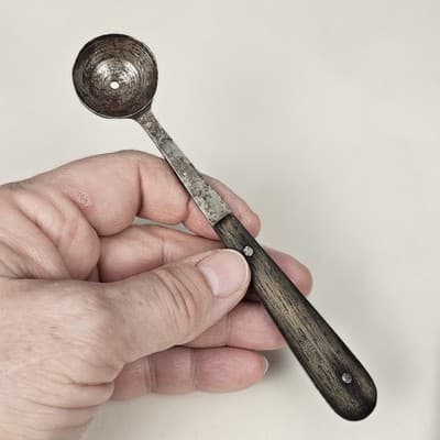 Antique German Mini Scoop Primitive Kitchen Utensil Wood Handle Spice Salt Tool - Thumbnail 17
