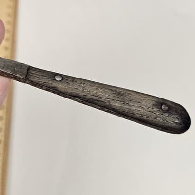 Antique German Mini Scoop Primitive Kitchen Utensil Wood Handle Spice Salt Tool - Thumbnail 8