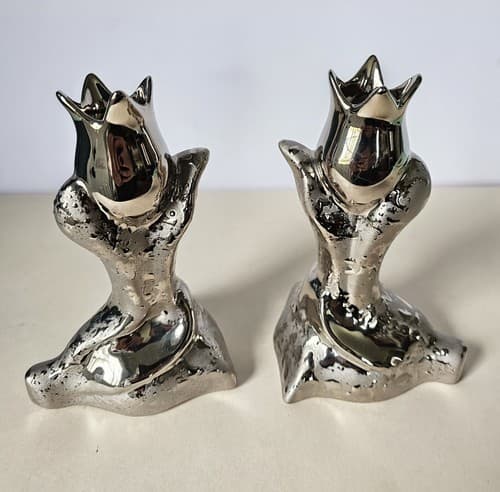 Elynor 23k Platinum Rosebud Vase candle holder Weeping Beautiful Set Of 2 USA - Thumbnail 3