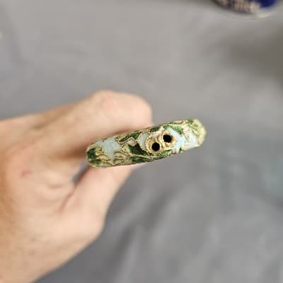 Art Nouveau Magnifying Glass Enameled Flowers Vintage 9" Long - Thumbnail 6