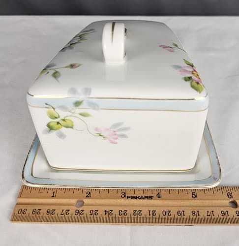 Antique Floral Nippon Hand Painted Cheese /Butter Dish Wild Rose - Thumbnail 12