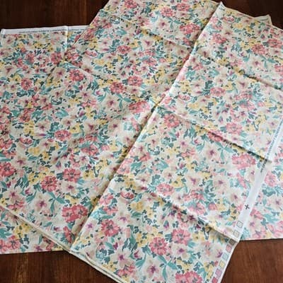Vintage Bloomcraft Floral Cotton Fabric Screen Print Mid Century 54x36, 2 pieces - Thumbnail 3