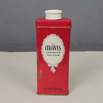 Vintage Mavis Talcum Vivaudou Tin 3.25 oz - Thumbnail 2