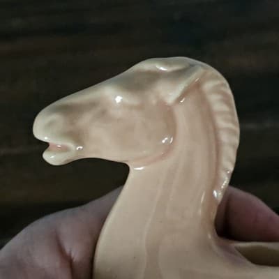 Vintage Mid Century Ceramic Horse Planter Peach Pink 6.25" x 6" Farmhouse Deco - Thumbnail 12