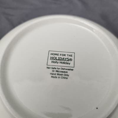 Vintage Home for the Holidays Holly Holiday Serving BOWL 9" - Thumbnail 7