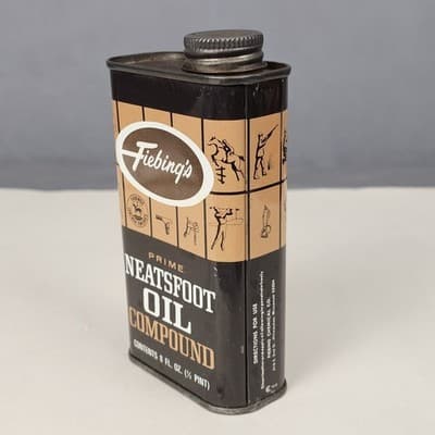 Vintage Fiebing's Prime Neatsfoot Oil Compound 8 Oz Tin Empty - Thumbnail 5