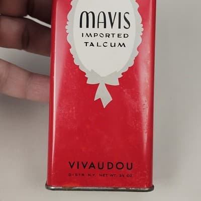 Vintage Mavis Talcum Vivaudou Tin 3.25 oz - Thumbnail 5