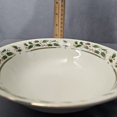 Vintage Home for the Holidays Holly Holiday Serving BOWL 9" - Thumbnail 5