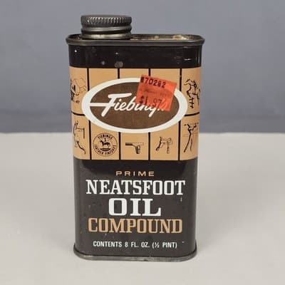 Vintage Fiebing's Prime Neatsfoot Oil Compound 8 Oz Tin Empty