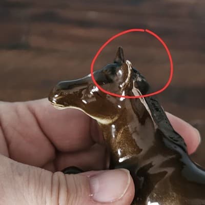 Vintage Dark Bay Foal Horse Figurine Lying Down Bone China? Japan - Thumbnail 10