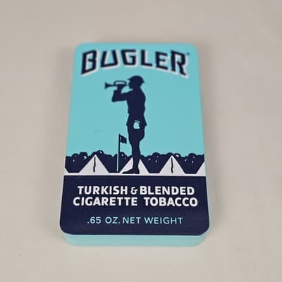Vintage Bugler Blended Turkish & Domestic Cigarette Tobacco Collectable Box Tin - Thumbnail 2
