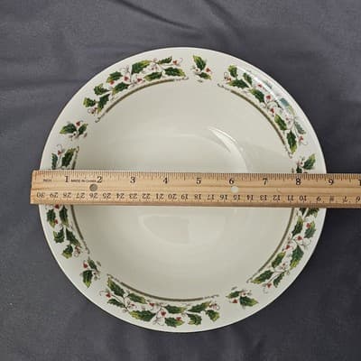 Vintage Home for the Holidays Holly Holiday Serving BOWL 9" - Thumbnail 4