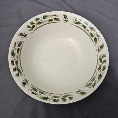 Vintage Home for the Holidays Holly Holiday Serving BOWL 9" - Thumbnail 3