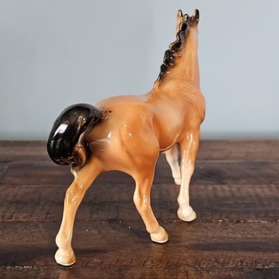Vintage Porcelain Bay Horse Black Mane & Tail Glossy 5.5" x 7" - Thumbnail 4