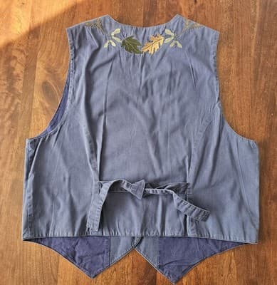 Vintage Karen Scott Fall Leaves Quilted Vest Womens Size Medium Patchwork Blue - Thumbnail 2