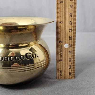 US Tobacco Company Small Brass Spittoon Vase Planter Made In India Vintage - Thumbnail 4