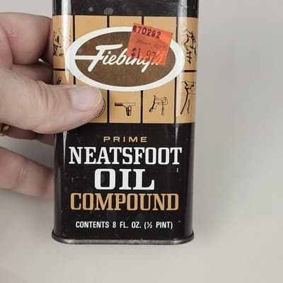 Vintage Fiebing's Prime Neatsfoot Oil Compound 8 Oz Tin Empty - Thumbnail 2