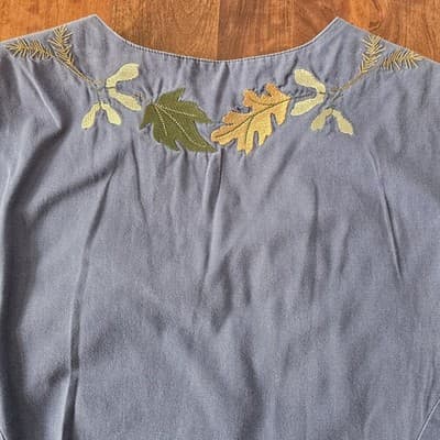 Vintage Karen Scott Fall Leaves Quilted Vest Womens Size Medium Patchwork Blue - Thumbnail 4