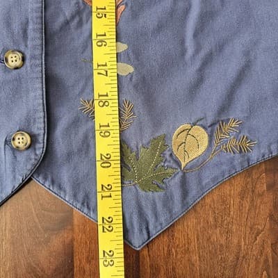 Vintage Karen Scott Fall Leaves Quilted Vest Womens Size Medium Patchwork Blue - Thumbnail 8