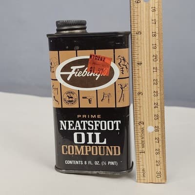Vintage Fiebing's Prime Neatsfoot Oil Compound 8 Oz Tin Empty - Thumbnail 8