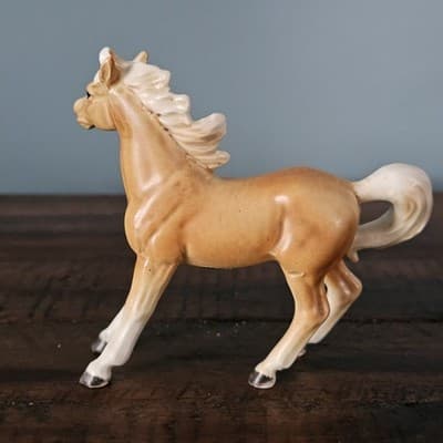 Vintage Small Matte Porcelain Palomino Horse Pony Olimco Japan 4" x 5" - Thumbnail 3