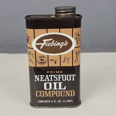 Vintage Fiebing's Prime Neatsfoot Oil Compound 8 Oz Tin Empty - Thumbnail 3