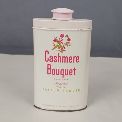 Vintage Tin Can Cashmere Bouquet Talcum Powder, has atleat 1/2 contents