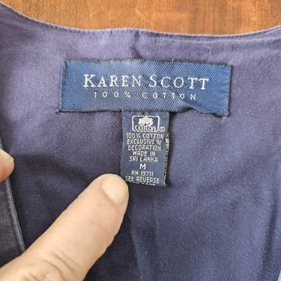Vintage Karen Scott Fall Leaves Quilted Vest Womens Size Medium Patchwork Blue - Thumbnail 6