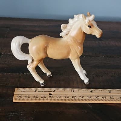 Vintage Small Matte Porcelain Palomino Horse Pony Olimco Japan 4" x 5" - Thumbnail 8