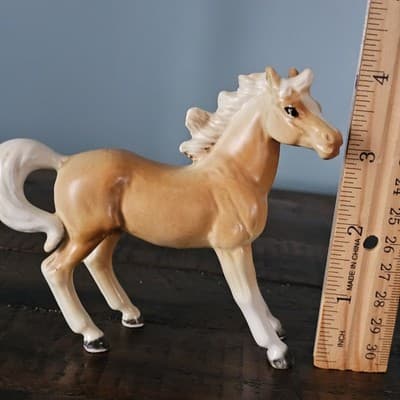 Vintage Small Matte Porcelain Palomino Horse Pony Olimco Japan 4" x 5" - Thumbnail 9