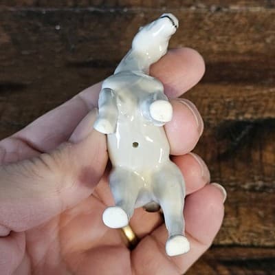 Vintage Bone China Gray Horse Figurine Very Small Pony 2.75" Tall Happy Tail Up - Thumbnail 7