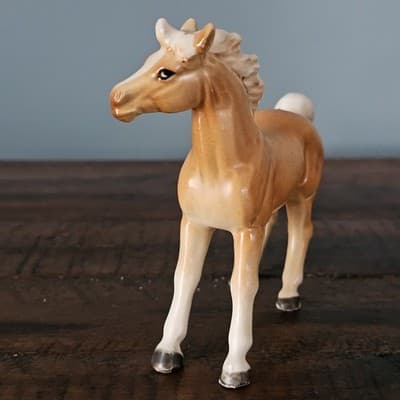 Vintage Small Matte Porcelain Palomino Horse Pony Olimco Japan 4" x 5" - Thumbnail 2