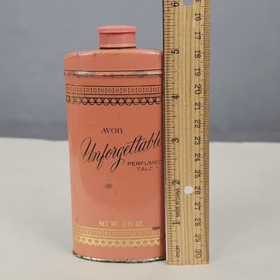 Avon Unforgettable Perfumed Talc Talcum Powder 2.75 oz Vintage Tin Mostly Full - Thumbnail 5