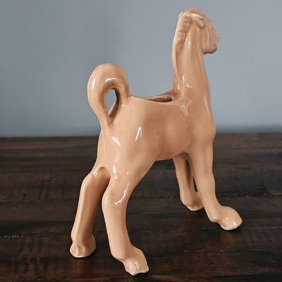 Vintage Mid Century Ceramic Horse Planter Peach Pink 6.25" x 6" Farmhouse Deco - Thumbnail 4