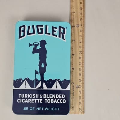 Vintage Bugler Blended Turkish & Domestic Cigarette Tobacco Collectable Box Tin - Thumbnail 12